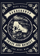 Barbershop vintage monochrome poster