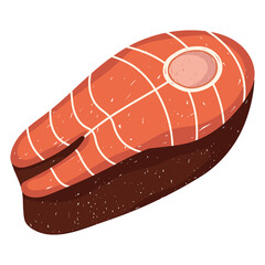 healthy food fish steak flat icon style