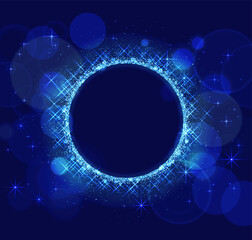 暗い背景にキラキラ輝くブルーのリング