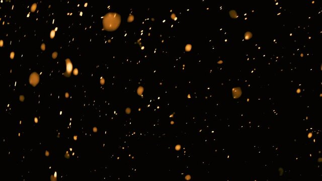 Fiery sparks isolated on black background, Fire sparkle abstract effect blend layer screen