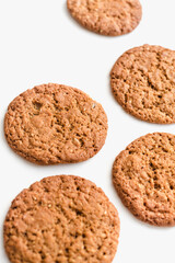 oatmeal cookies on white background, confectionery 