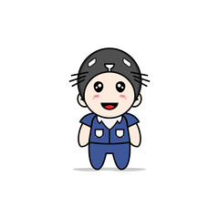 Cute men character wearing seals costume.