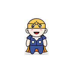Cute men character wearing superhero costume.