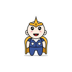 Cute men character wearing superhero costume.