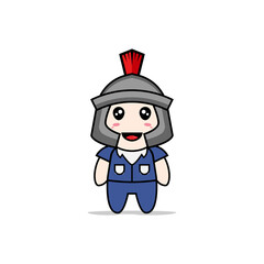 Cute men character wearing gladiator costume.