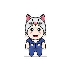 Cute men character wearing mouses costume.