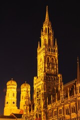 Fototapeta na wymiar Night view of New Town Hall on Marienplatz in Munich, Bavaria