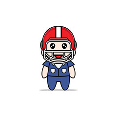 Obraz premium Cute men character design wearing american football helmet costume.