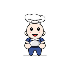Cute men character wearing chef costume.