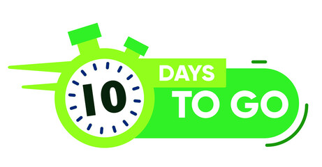 Ten Days Left Icon. 10 Days To Go. Vector illustration
