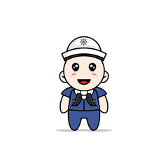 Obraz premium Cute men character wearing sailor costume.