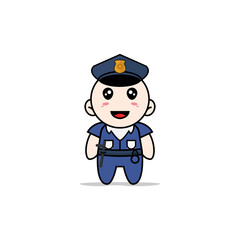Cute men character wearing police costume.