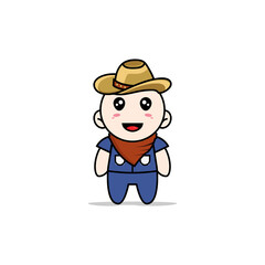 Cute men character wearing cowboy costume.