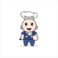 Cute men character wearing chef costume.