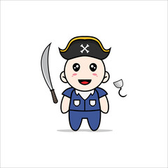 Cute men character wearing Pirate costume.