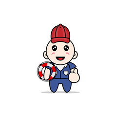 Cute men character wearing Coast Guard costume.