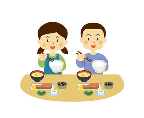 人物　食事　子供