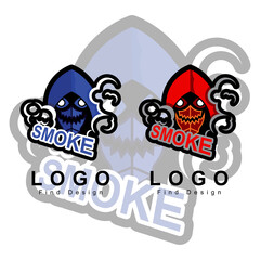 skull grim reaper esport logo with smoke, smoke team design