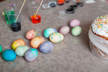 DIY painted Easter eggs and Easter cake