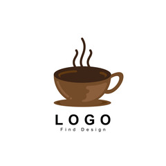cafe logo with coffee sign, restaurant and bar or shop design