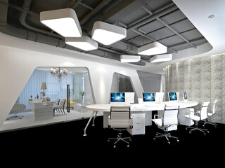 3d render of luxury modern office working room