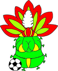 Cartoon version for new coronavirus variant from Brazil in color