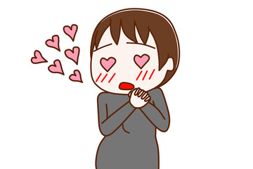 ハートの目になってうっとりしている妊婦