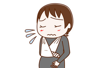 骨折して辛い妊婦