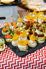Birthday Party Table, Anniversary Party, Cocktail Party. 
Snack table. Various snacks for wine and cocktails. 
