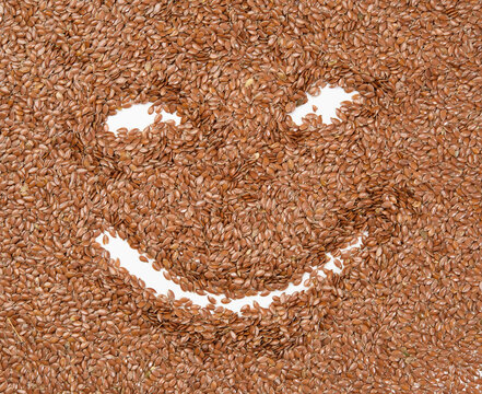 texture of dry brown flax seeds