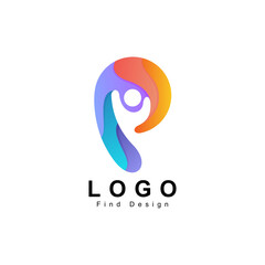 people logo, letter p design and template