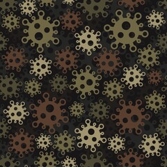 Military virus seamless pattern background. Pandemic concept camouflage