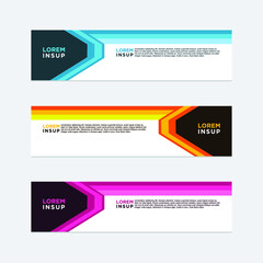 abstract geometric web design banner template isolated on dark grey background