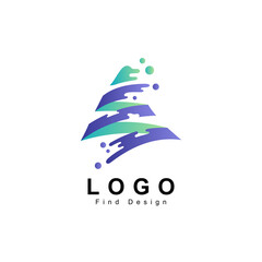 water logo, water ribbon in mountain concept and design