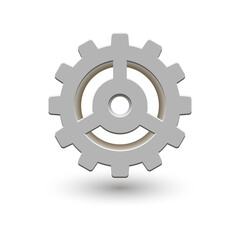 Cogwheel with shadow.  Vector icon. Mechanical gear. The image of the gear. Cogwheel gear