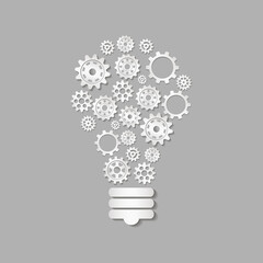 Light bulb icon. Gear icon. A light bulb with gears. Vector illustration.