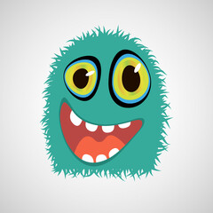 Cartoon face of a monster. Vector illustration.