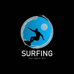 surfers logo icon, vector illustration