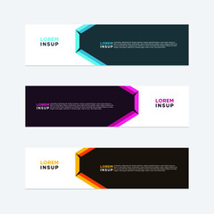 abstract geometric web design banner template isolated on dark grey background