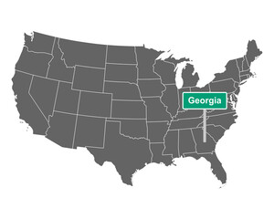 Georgia Ortsschild und Karte der USA