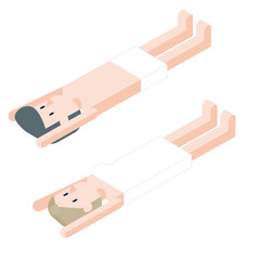 仰向けに寝転びリラックスをする男女のサウナー