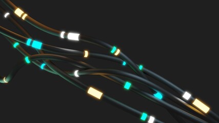 Electric cable glow abstract background 3D render