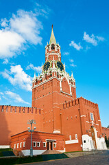 Fototapeta na wymiar Spasskaya Tower of Moscow Kremlin. Summer morning. Red Square. Moscow. Russia
