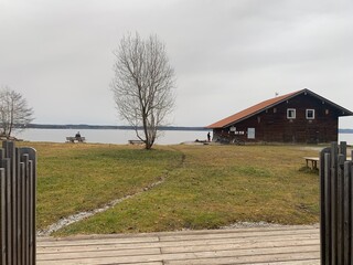 Boothaus, Starnberger See, Bayern, See, bew&ouml;lkt, Himmel, Landschaft, Architektur, Badegel&auml;nde, Boot, Segeln,