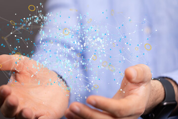 small data Cloud technology. Polygonal wireframe art looks like constellation
