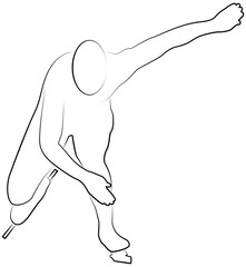 Speed skating, stylized silhouette line icon of a sports set. Vector