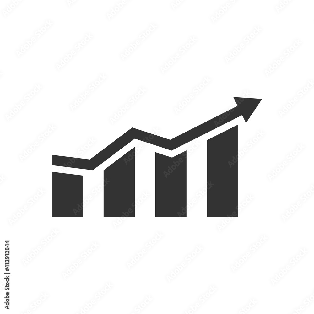 Poster graph icon. business growth graph chart symbol. vector isolated on white