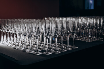 champagne glasses are on the table