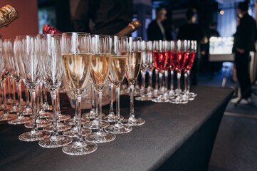 champagne glasses are on the table