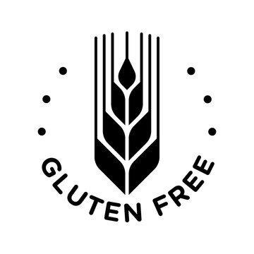 Isolated gluten free icon badge stamp for food packaging label. Allergen free.